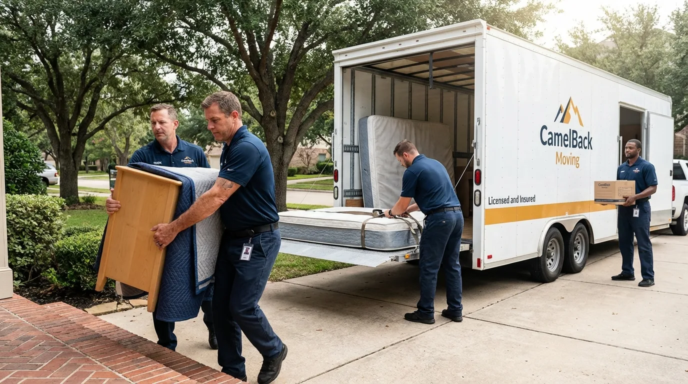 Crew loading residential truck for cross-state move from John Day, OR